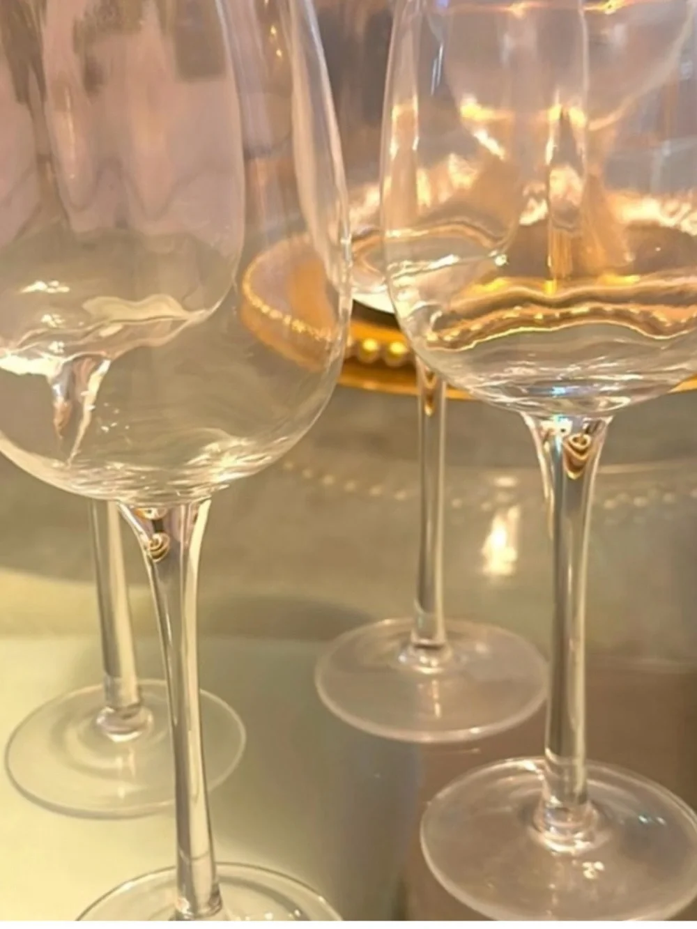 Set of 2 Clear Half Wine Glasses - Elegant Stemware